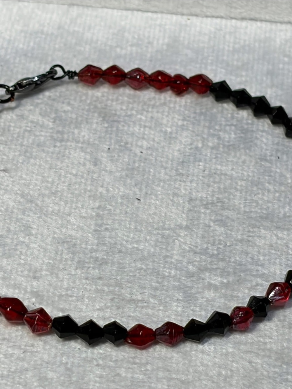 Red and Black Glass Bead Bracelet — Minimal Everyday Style